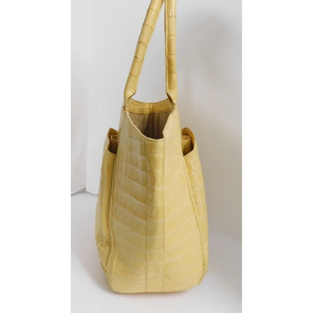 Nancy Gonzalez Yellow Genuine Crocodile Double Handle Tote Bag - Picture 2 of 12